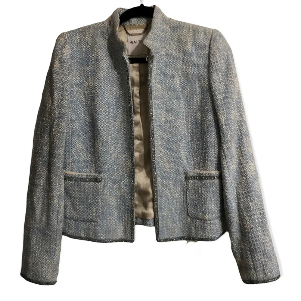 Walter Baker tweed jacket beaded embellishments